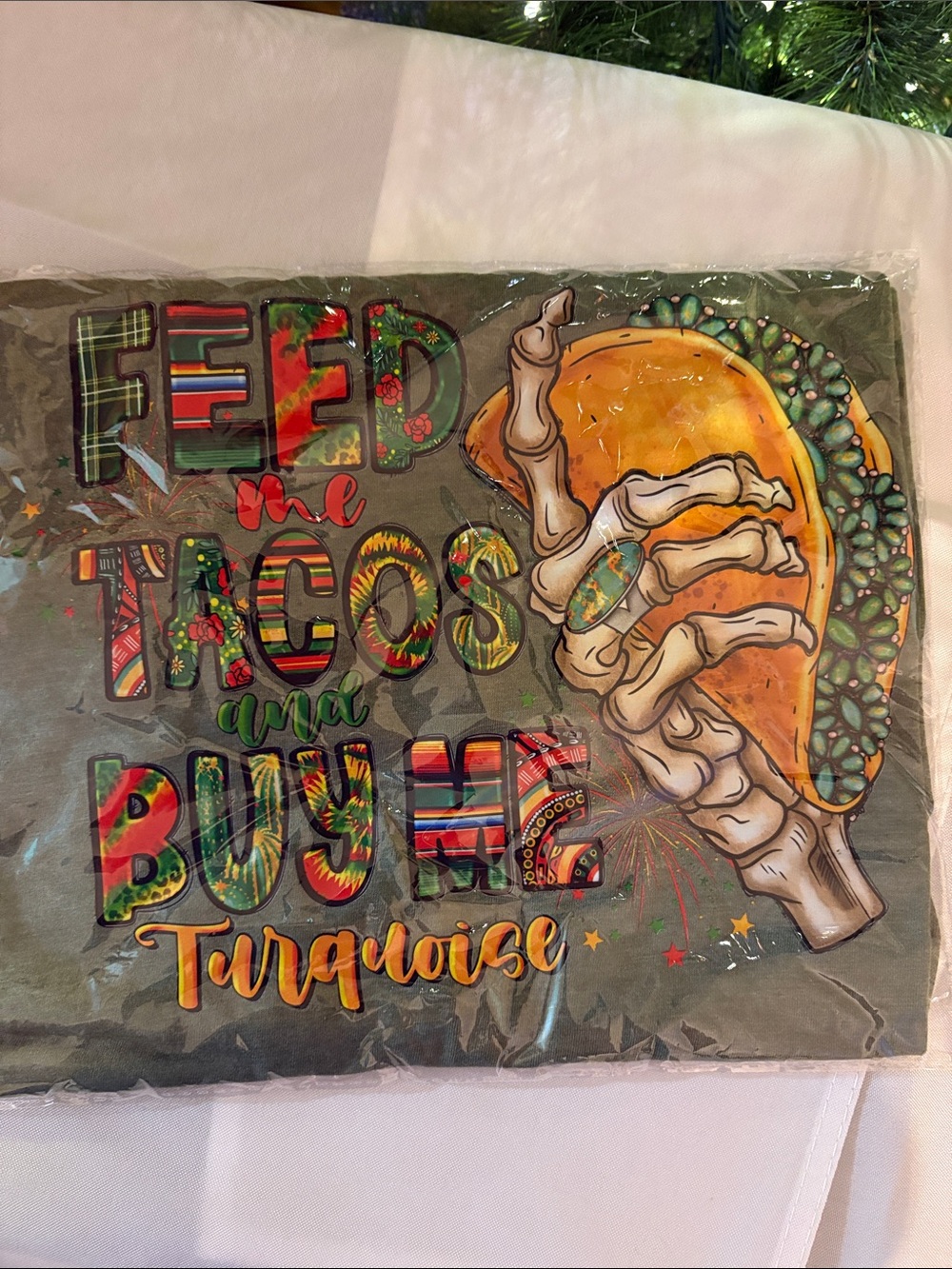 Turquoise Taco Graphic Short Sleeve Tee - Feed Me Tacos Design